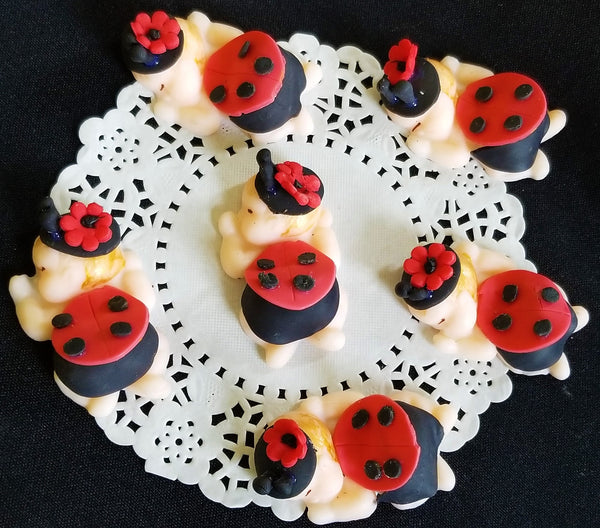 Lady Bug Cake Topper, Red and Black Lady Bug, Lady Bug Baby Shower - Cake Toppers Boutique