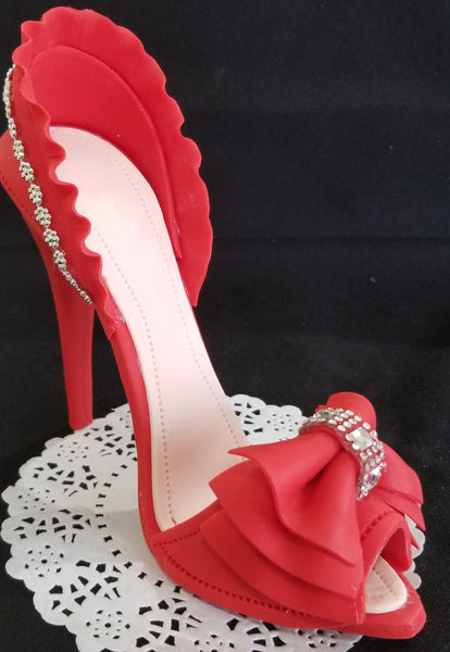 High Heels Cake Topper Shoes Cake Decoration Fancy Shoe Cake Topper in Pink, Red, Black, Silver - Cake Toppers Boutique