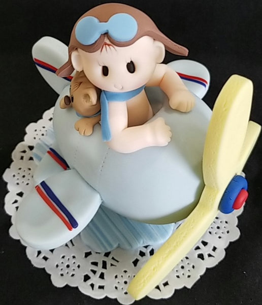 Baby Pilot Cake Topper Airplane Cake Topper Pilot Baby Shower Decoration - Cake Toppers Boutique