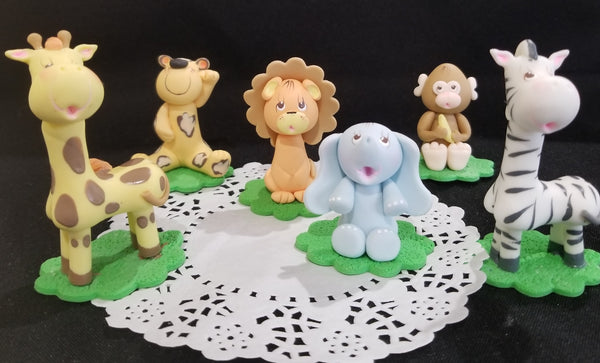 Safari Birthday Decorations Jungle Animals Cake Toppers Giraffe Elephant Monkey Lion Tiger Zebra - Cake Toppers Boutique