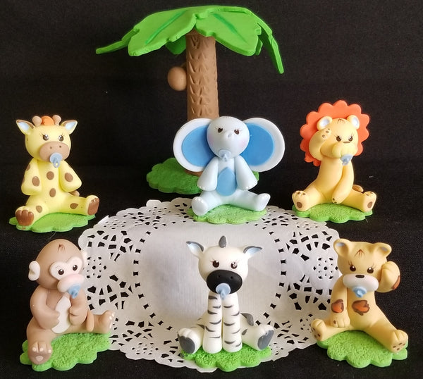 Cute Baby Animals Cake Toppers Jungle Party Baby Animals Cake Decorations - C T B