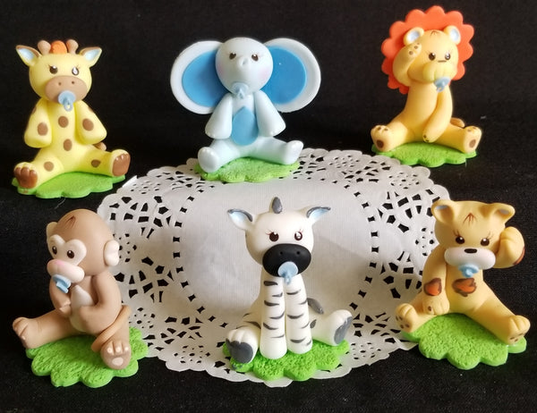 Jungle Animal Cake Decorations Safari Animals Cake Topper Elephant Lion Leopard Giraffe Zebra Monkey - Cake Toppers Boutique