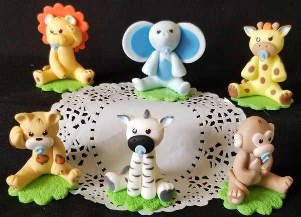 Jungle Animal Cake Decorations Safari Animals Cake Topper Elephant Lion Leopard Giraffe Zebra Monkey - Cake Toppers Boutique