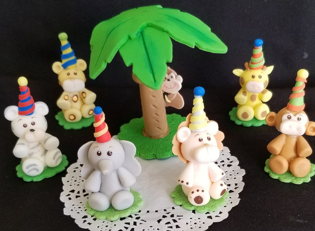 Jungle Cake Toppers Jungle Centerpieces Decor Baby Shower Cake Topper Baby Animal Cake Decorations - C T B