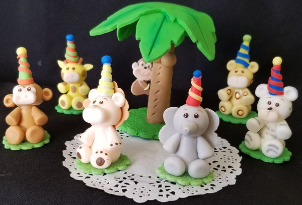 Jungle Cake Toppers Jungle Centerpieces Decor Baby Shower Cake Topper Baby Animal Cake Decorations - C T B