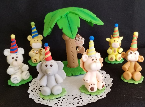 Jungle Cake Toppers Jungle Centerpieces Decor Baby Shower Cake Topper Baby Animal Cake Decorations - C T B