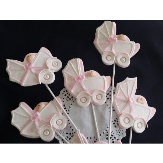 Baby Shower Centerpieces Picks Carriage in Pink or Blue Baby Shower Decoration 6pcs - Cake Toppers Boutique