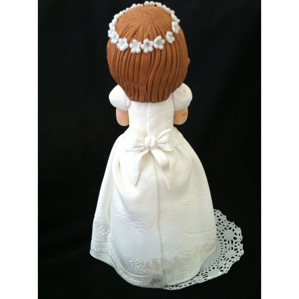 Baptism and Communion Girl on White Gown  with Rosary & Purse - Cake Toppers Boutique