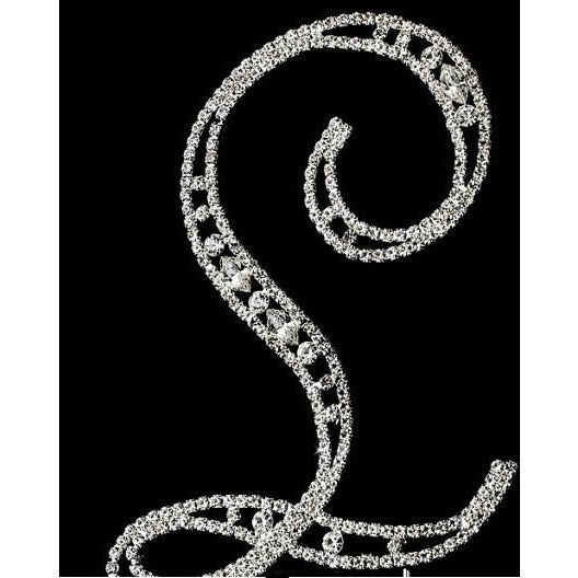 Initial Wedding Cake Topper, Personalized Initial, 6'' Rhinestone Cake Topper, Silver Monogram Letter L - Cake Toppers Boutique