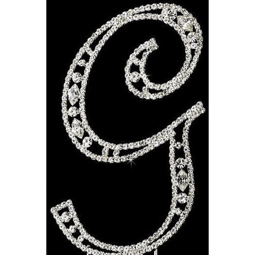 6'' Wedding Rhinestone Cake Topper, Monogram Letter G, Initial Cake Topper, Wedding Cake Topper - Cake Toppers Boutique