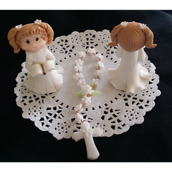 First Communion or Baptism Cake Topper Girl or Boy with Bibble & Rosary Cake Decorations - Cake Toppers Boutique