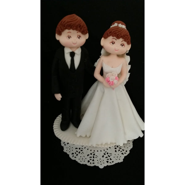 Wedding Cake Topper Bride & Groom Cake Decoration Bride on White Wedding Gown - Cake Toppers Boutique