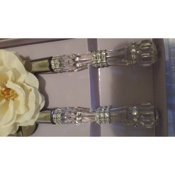 Wedding Cake Server, Weddding Knife Set, Rhinestone Wedding Cake Server, Rhinestone Cake Server, Silver Knife Rhinestone, Wedding Decoration - Cake Toppers Boutique