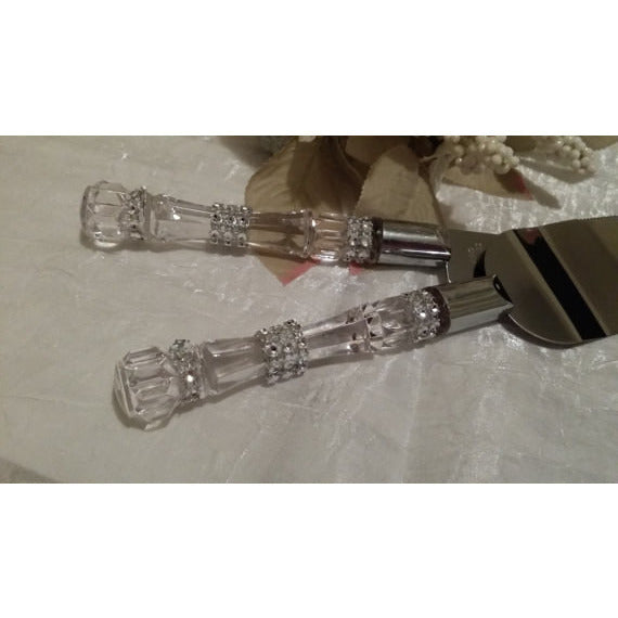 Wedding Cake Server, Weddding Knife Set, Rhinestone Wedding Cake Server, Rhinestone Cake Server, Silver Knife Rhinestone, Wedding Decoration - Cake Toppers Boutique