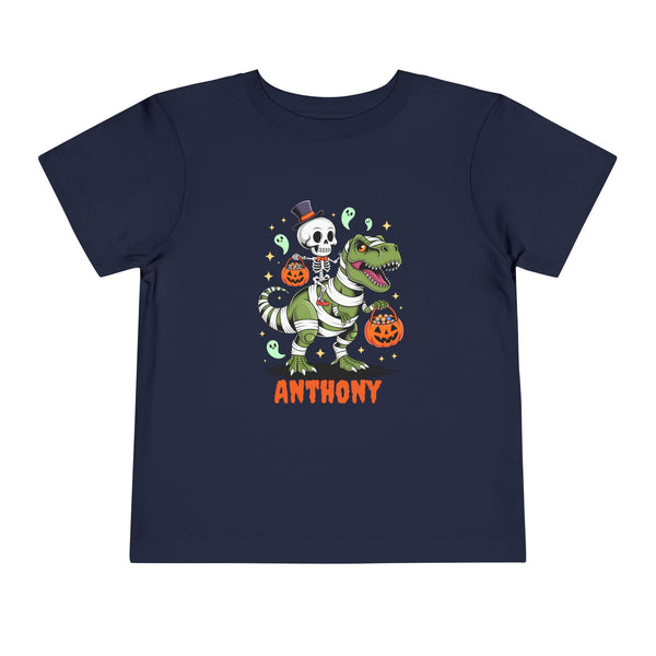 Halloween Kids Shirt, Personalized Dinosaur T Shirt, Custom Dino Shirts Ghost Dinosaur Shirts Kids Spooky Skeleton Trick Treat Halloween Tee