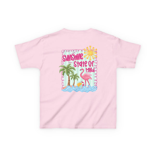 Sunshine State of Mind Shirt, Custom Summer Vibes T Shirt, Trendy Summer Coquette Tee, Girls Retro Beach Shirts Sunshine Palm Flamingo Shirt