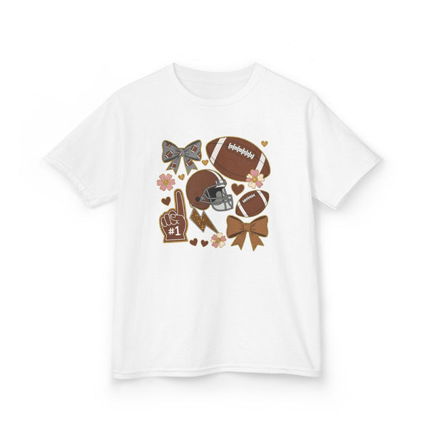 Personalized Kids Football Shirt, Youth Football Gameday Shirt Cute Girls Football Shirts Football Team Fan Kids T Shirt Custom Football Tee
