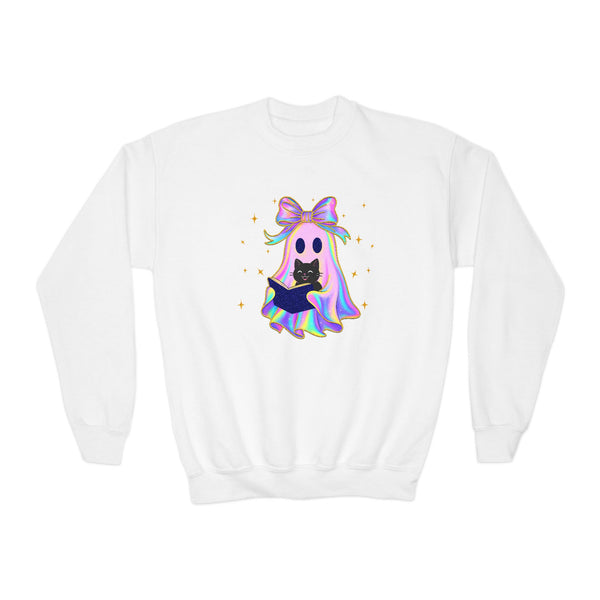 Vintage Halloween Cat Ghost Girly Halloween Shirt, Preppy Fall Aesthetic Tee Halloween Trendy Ghost Spooky Season T Shirt Trick Treat Shirts
