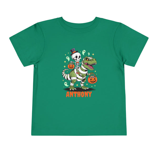 Halloween Kids Shirt, Personalized Dinosaur T Shirt, Custom Dino Shirts Ghost Dinosaur Shirts Kids Spooky Skeleton Trick Treat Halloween Tee