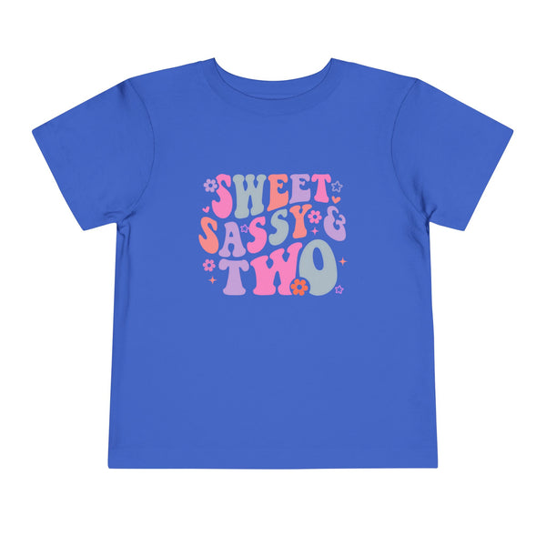 2nd Birthday Girl Shirt Custom Name Tshirt Toddler Bday Shirt Girl Second Birthday Tee Sweet Sassy Two Retro Bday Party Outfit 2nd Bday Gift