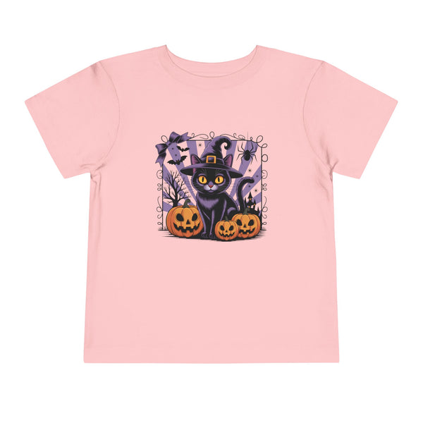 Girl Halloween Black Cat Shirt Toddler Halloween Cat Shirt, Cute Cat and Bow Girls Pumpkin Patch Tee, Treat Trick Tshirt Gift Spooky Cat Tee
