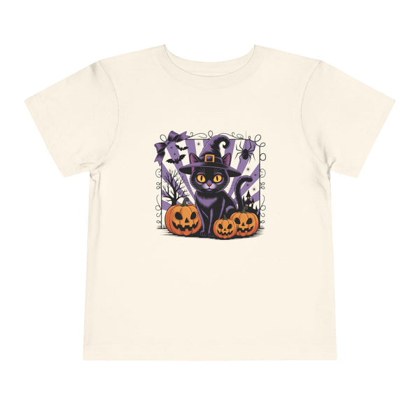 Girl Halloween Black Cat Shirt Toddler Halloween Cat Shirt, Cute Cat and Bow Girls Pumpkin Patch Tee, Treat Trick Tshirt Gift Spooky Cat Tee