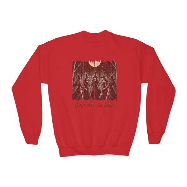 Vintage Girls Will Be Girls Witch Sweatshirt Funny Witch Shirt Winter Witchy Girl Top Vintage Halloween Girl Sweatshirt Witchy Vibes Sweater