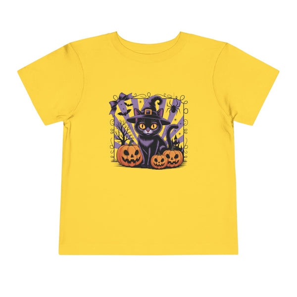 Girl Halloween Black Cat Shirt Toddler Halloween Cat Shirt, Cute Cat and Bow Girls Pumpkin Patch Tee, Treat Trick Tshirt Gift Spooky Cat Tee