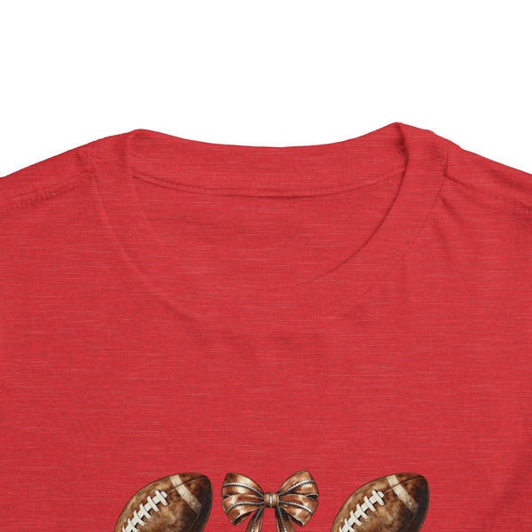 Coquette Football Toddler Shirt, Football Bow Girl Shirt, Football Season Tee Kids Game Day Shirt Fall Football Girls Tee Toddler Bow Shirt