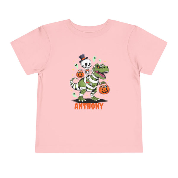 Halloween Kids Shirt, Personalized Dinosaur T Shirt, Custom Dino Shirts Ghost Dinosaur Shirts Kids Spooky Skeleton Trick Treat Halloween Tee