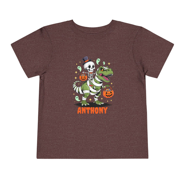 Halloween Kids Shirt, Personalized Dinosaur T Shirt, Custom Dino Shirts Ghost Dinosaur Shirts Kids Spooky Skeleton Trick Treat Halloween Tee