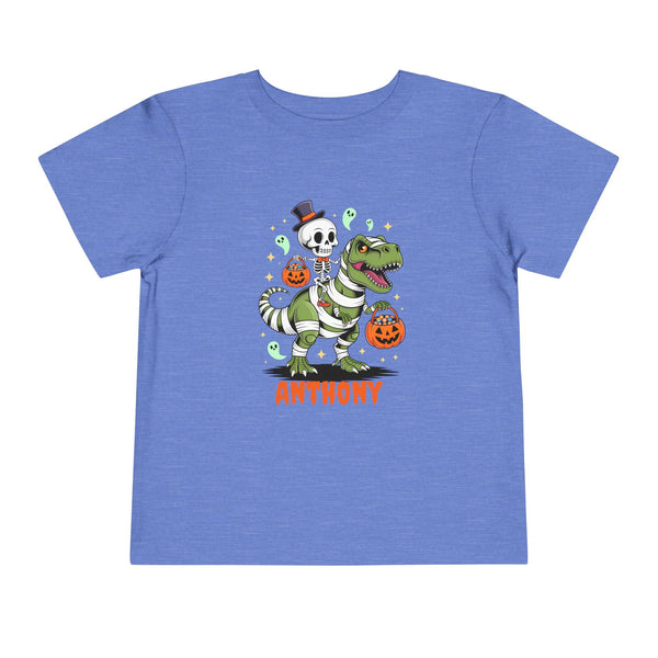 Halloween Kids Shirt, Personalized Dinosaur T Shirt, Custom Dino Shirts Ghost Dinosaur Shirts Kids Spooky Skeleton Trick Treat Halloween Tee