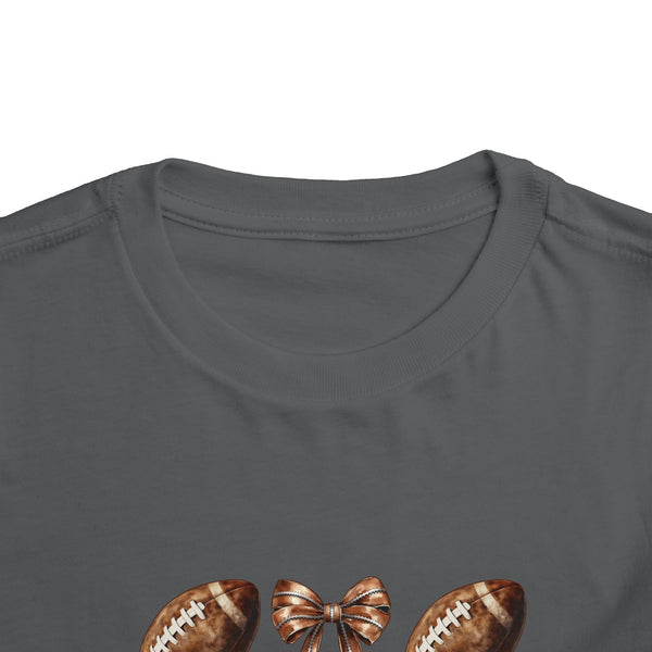 Coquette Football Toddler Shirt, Football Bow Girl Shirt, Football Season Tee Kids Game Day Shirt Fall Football Girls Tee Toddler Bow Shirt