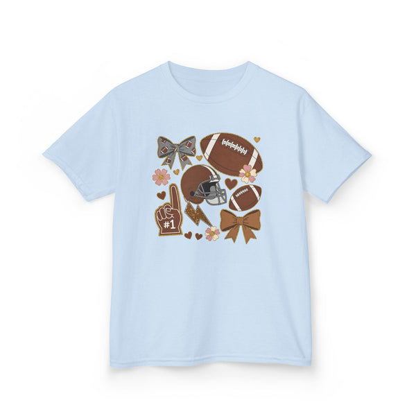 Personalized Kids Football Shirt, Youth Football Gameday Shirt Cute Girls Football Shirts Football Team Fan Kids T Shirt Custom Football Tee