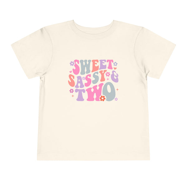 2nd Birthday Girl Shirt Custom Name Tshirt Toddler Bday Shirt Girl Second Birthday Tee Sweet Sassy Two Retro Bday Party Outfit 2nd Bday Gift