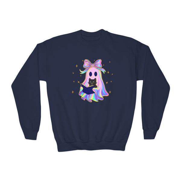 Vintage Halloween Cat Ghost Girly Halloween Shirt, Preppy Fall Aesthetic Tee Halloween Trendy Ghost Spooky Season T Shirt Trick Treat Shirts