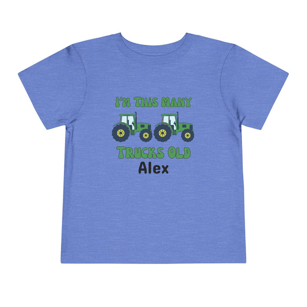 Green Tractors 2nd Birthday Shirt, Toddler Boy Two Trucks Birthday Shirt, Tractors Theme Birthday Tee Personalized Bday Shirt Farm Truck Tee