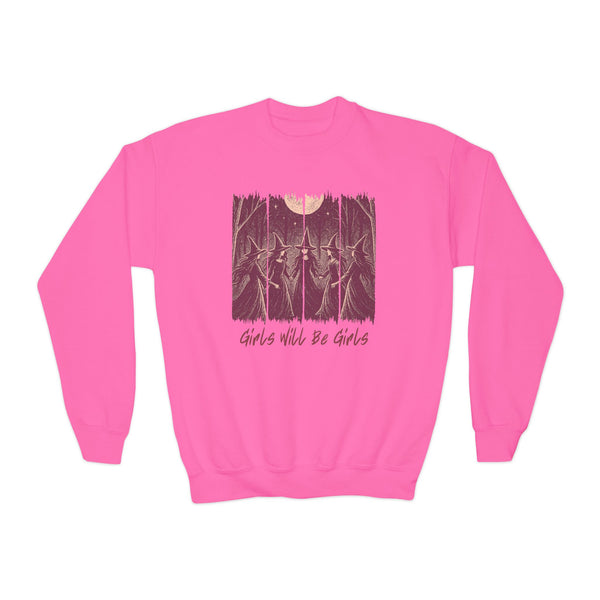 Vintage Girls Will Be Girls Witch Sweatshirt Funny Witch Shirt Winter Witchy Girl Top Vintage Halloween Girl Sweatshirt Witchy Vibes Sweater