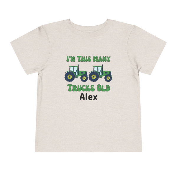 Green Tractors 2nd Birthday Shirt, Toddler Boy Two Trucks Birthday Shirt, Tractors Theme Birthday Tee Personalized Bday Shirt Farm Truck Tee