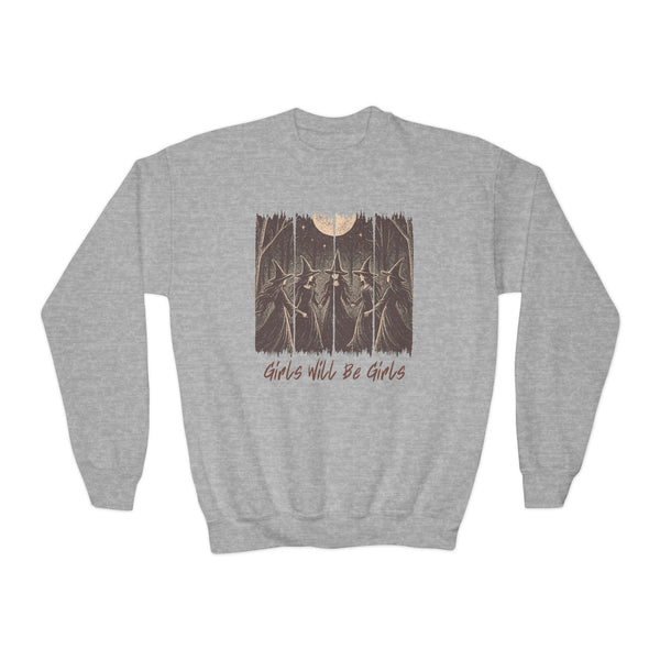 Vintage Girls Will Be Girls Witch Sweatshirt Funny Witch Shirt Winter Witchy Girl Top Vintage Halloween Girl Sweatshirt Witchy Vibes Sweater