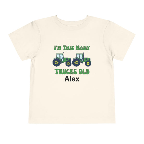Green Tractors 2nd Birthday Shirt, Toddler Boy Two Trucks Birthday Shirt, Tractors Theme Birthday Tee Personalized Bday Shirt Farm Truck Tee