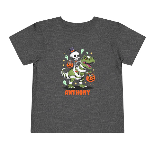 Halloween Kids Shirt, Personalized Dinosaur T Shirt, Custom Dino Shirts Ghost Dinosaur Shirts Kids Spooky Skeleton Trick Treat Halloween Tee