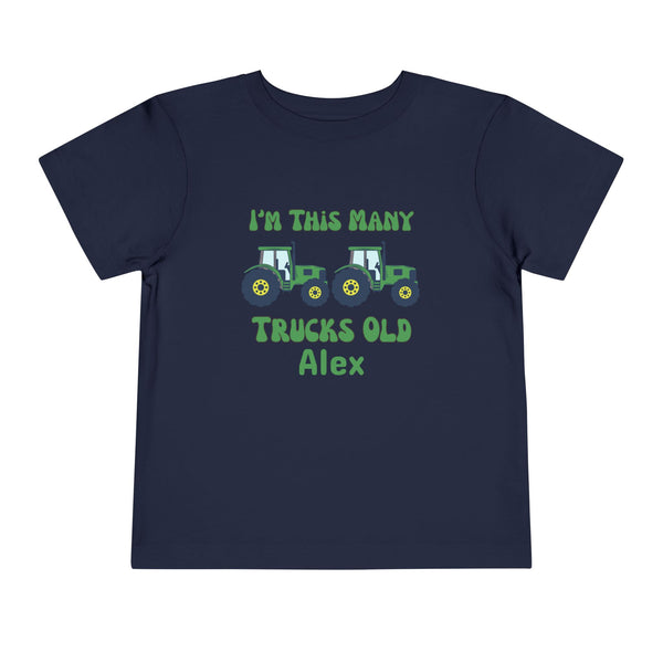 Green Tractors 2nd Birthday Shirt, Toddler Boy Two Trucks Birthday Shirt, Tractors Theme Birthday Tee Personalized Bday Shirt Farm Truck Tee