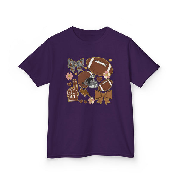Personalized Kids Football Shirt, Youth Football Gameday Shirt Cute Girls Football Shirts Football Team Fan Kids T Shirt Custom Football Tee