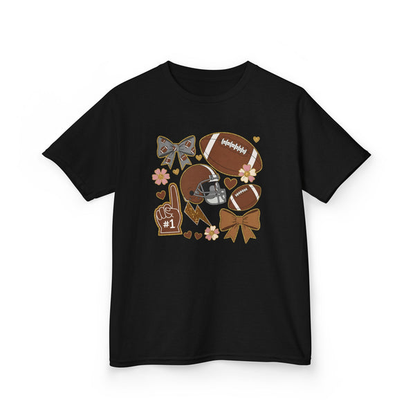 Personalized Kids Football Shirt, Youth Football Gameday Shirt Cute Girls Football Shirts Football Team Fan Kids T Shirt Custom Football Tee