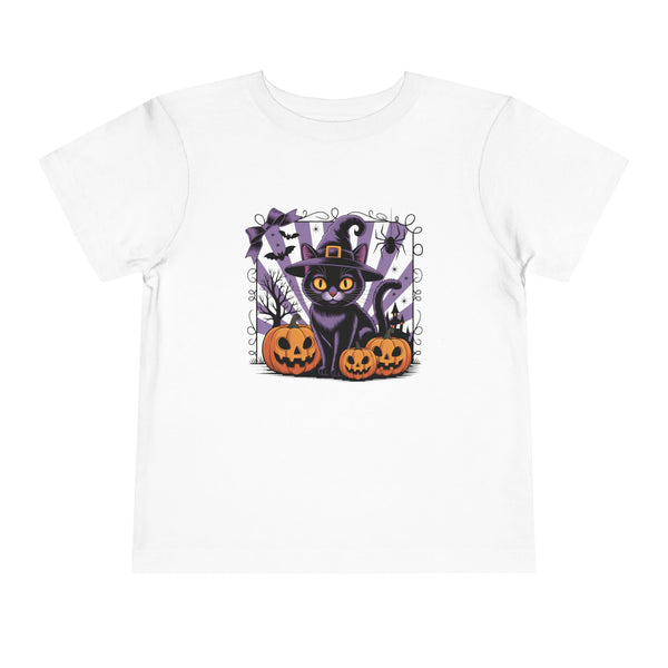 Girl Halloween Black Cat Shirt Toddler Halloween Cat Shirt, Cute Cat and Bow Girls Pumpkin Patch Tee, Treat Trick Tshirt Gift Spooky Cat Tee
