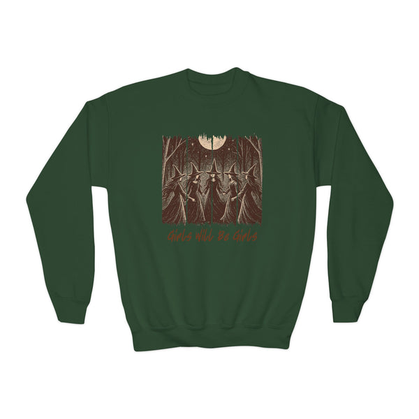 Vintage Girls Will Be Girls Witch Sweatshirt Funny Witch Shirt Winter Witchy Girl Top Vintage Halloween Girl Sweatshirt Witchy Vibes Sweater