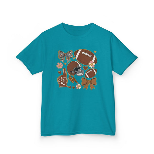 Personalized Kids Football Shirt, Youth Football Gameday Shirt Cute Girls Football Shirts Football Team Fan Kids T Shirt Custom Football Tee