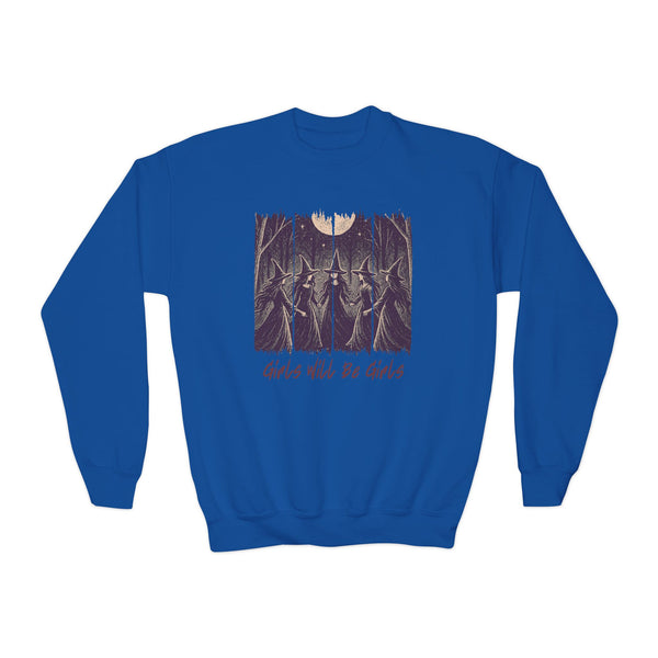 Vintage Girls Will Be Girls Witch Sweatshirt Funny Witch Shirt Winter Witchy Girl Top Vintage Halloween Girl Sweatshirt Witchy Vibes Sweater