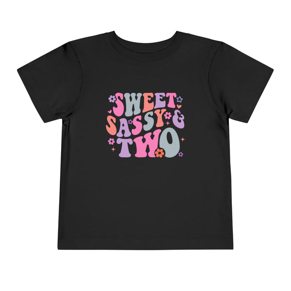 2nd Birthday Girl Shirt Custom Name Tshirt Toddler Bday Shirt Girl Second Birthday Tee Sweet Sassy Two Retro Bday Party Outfit 2nd Bday Gift